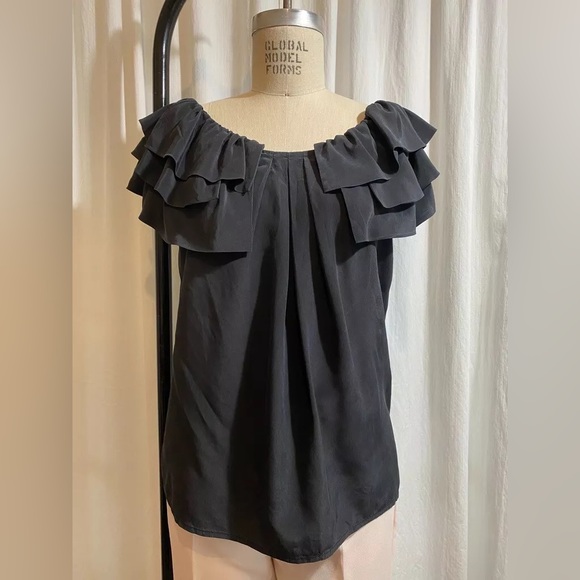 Club Monaco Tiered Ruffled Scoop Neck with Open Back String Tie Closure - Size S - Picture 6 of 8